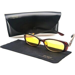 Blue Blocker Glasses Night Driving & Daytime UV Protection Sunglasses NWOT Case